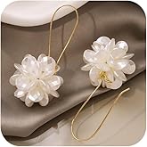 Delicate White Shell Cluster Flower Dangly Earring for Women, Charm Red Floral Dangle Drop Hook Earring Trendy Bohemia Party Jewelry Accessories Gift