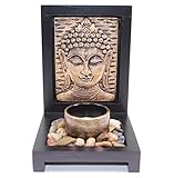 Tabletop Bronze Empaistic Buddha Face Zen Garden with Rock Candle Holder Gift & Home Decor US Seller