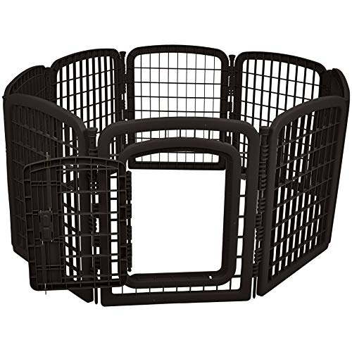 AmazonBasics 8-Panel Plastic Pet Pen Fence Enclosure With Gate - 59 x 58 x 28 Inches, Black - Thumbnail 3