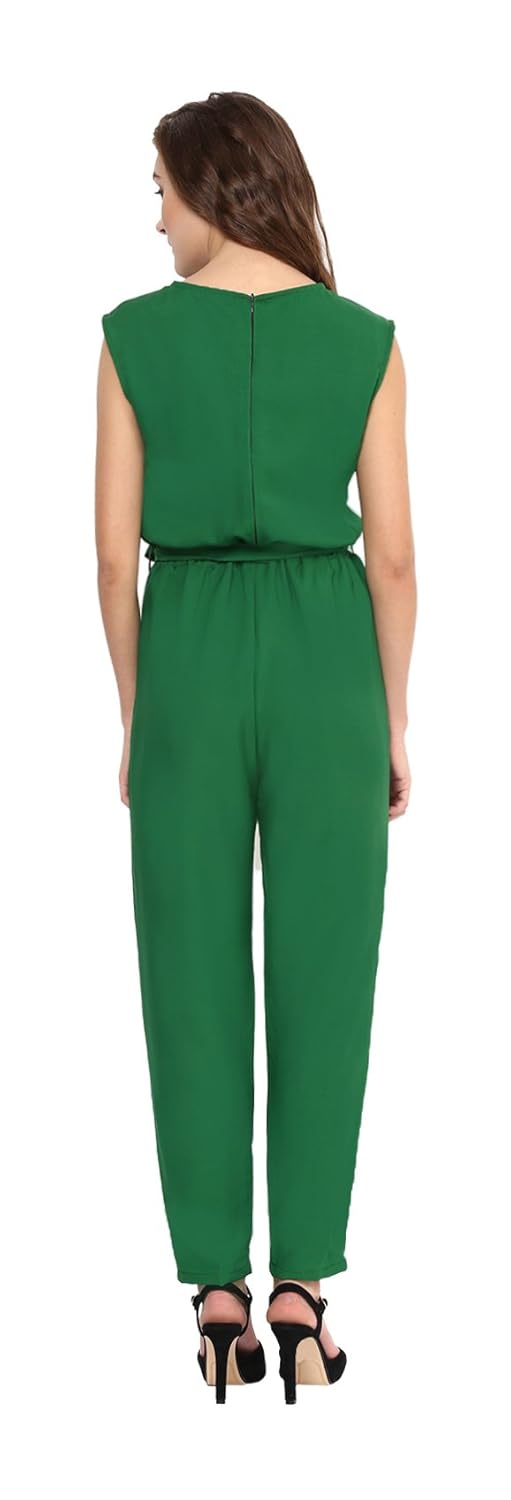 uptownie lite women's crepe waist tie jumpsuit (green)