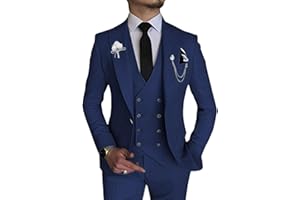 Wangyue Men's 3 Piece Slim Fit Suit Double Breasted Suit Men Formal Suit for Wedding Prom Dinner Party