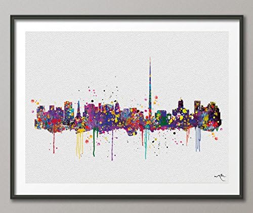 COCOMILLA Dublin Skyline Ireland Eire Watercolor Art Print Wall Wedding Gift Poster Travel Art Decor Wall Decor Art Home Decor Wall Hanging [NO 647]