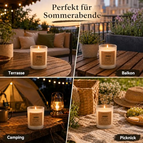 Yinuo Mirror Citronella Scented Candles, 12 x 70 g Citronella Candle Outdoor, Natural Soy Wax and Oils, Summer Fragrance Citronella Candle for Outdoor Use / Garden / Camping / Picnic