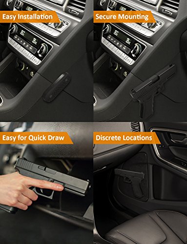 Hill & Wood Gun Magnet | Rubberized 75 lbs Rated Magnetic Gun Mount Gun Magnet Mount-Concealed Gun Holder for Car, Handgun, Pistol, Rifle, Shotgun, Revolver