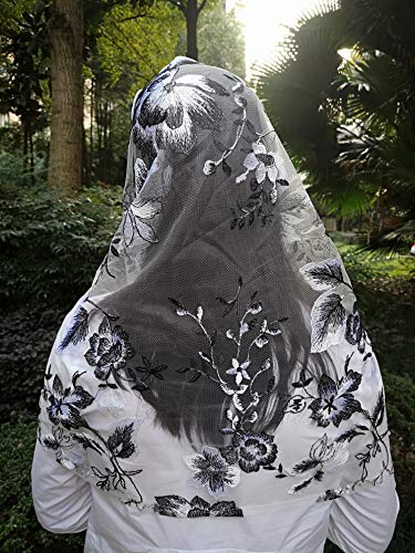 floral embroidery church veil latin mantillas chapel infinity veil Y040