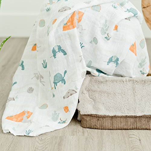 Saranoni Luxury Decorative Muslin Swaddle Baby Blanket (Slow and Steady