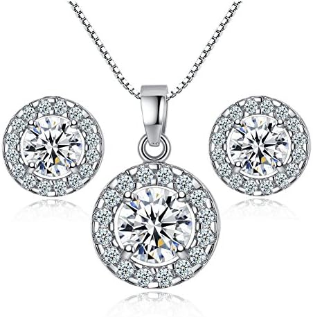 Newtrip New 925 sterling silver Crystal wedding necklace earring jewelry set charm women
