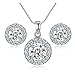Nurbo New Hot Fashion Women's Shiny Rhinestone Pendent 925 Silver Plated Crystal Wedding Necklace Earrings Jewelry Set