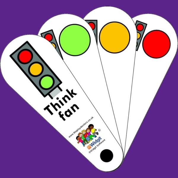 The Play Doctors Traffic Light Think Feelings Emotions & Behaviour Fan Cards – ASD/Autism/SEN/Special Needs Nonverbal Speech Delay Social Communication Aid