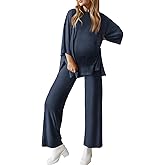 FMEYOA Womens Maternity Pajamas Sets 2 Piece Outfits Long Sleeve Tops and Pregnancy Loungewear Mama Clothes with Pockets