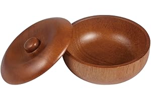 Danweix Wooden Shaving Bowl with Lid, Shaving Soap & Cream Bowl for Men Classic Style Easy to Lather Fits Wet Shaving (5#)