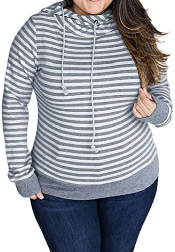 Women Sweatshirt, Romance8 Women Casual Long Sleeve Hoodie Sweatshirt Striped Hooded Pullover Loose Tops Blouse (M, Gray)