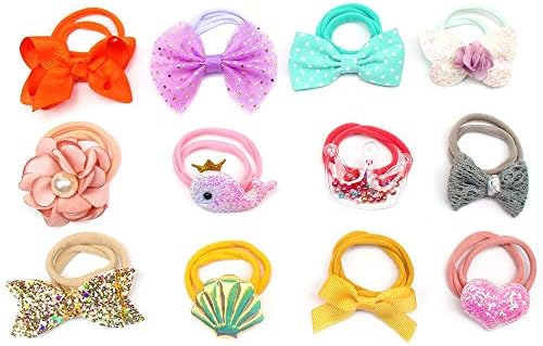 Subesty Baby Girls Nylon Elastic Headband Soft Flower Hair Band For Toddler Infant Newborn Set Of 10