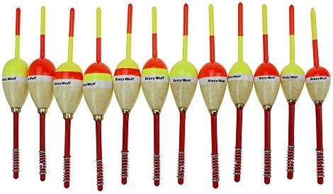 Krazywolf Weighted Balsa Spring Fishing Floats,3/4 to 1 Inch,Pack of 12
