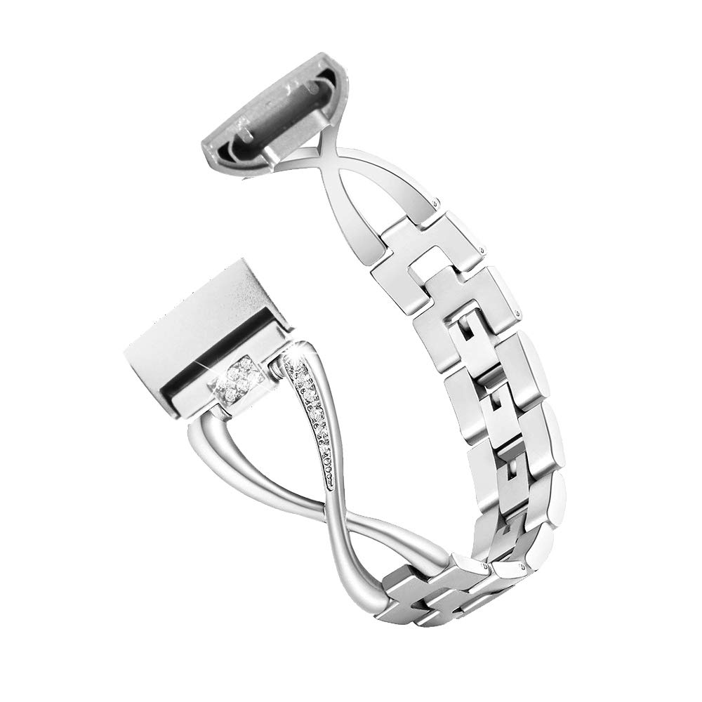 TenCloud Replacement Strap Compatible with Fitbit Charge 4 Straps, Metal Stainless Steel Bands Arm Band Wristband Straps Accessory for Charge 4/Charge 3/ Charge 3 SE Smart Watch (Silver)