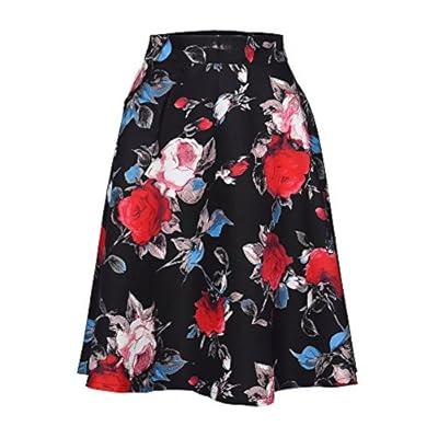 NREALY Skirt Womens Ladies Vintage Summer Floral Print High Waist Skater Skirt Mini Skirt