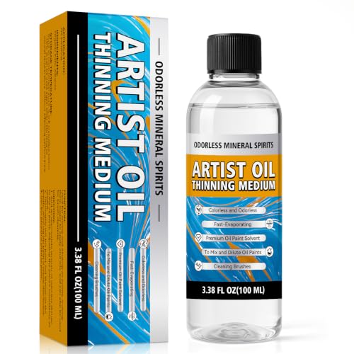 Odorless Mineral Spirits 100ml, Premium Odorless Paint Thinner for Oil Based Paint, Low-Odor Solvent for Oil Painting, Non-Yellowing Brush Cleaner for Artists, Studios & DIY Projects at Amazon