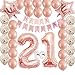 Girl Happy 21st Birthday Rose Gold Party Decorations Supplies Gifts Confetti Latex Balloon Favors for Women and Her as Wedding Anniversary Dropback