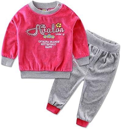 Little Q Velour Baby Boys Clothes Set Girls clothing Outfits(Size 1T,Red)
