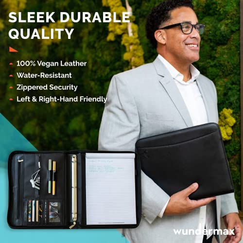 Wundermax Portfolio Binder 13 x 10.5 x 1.8 Inch, Vegan Leather, 3