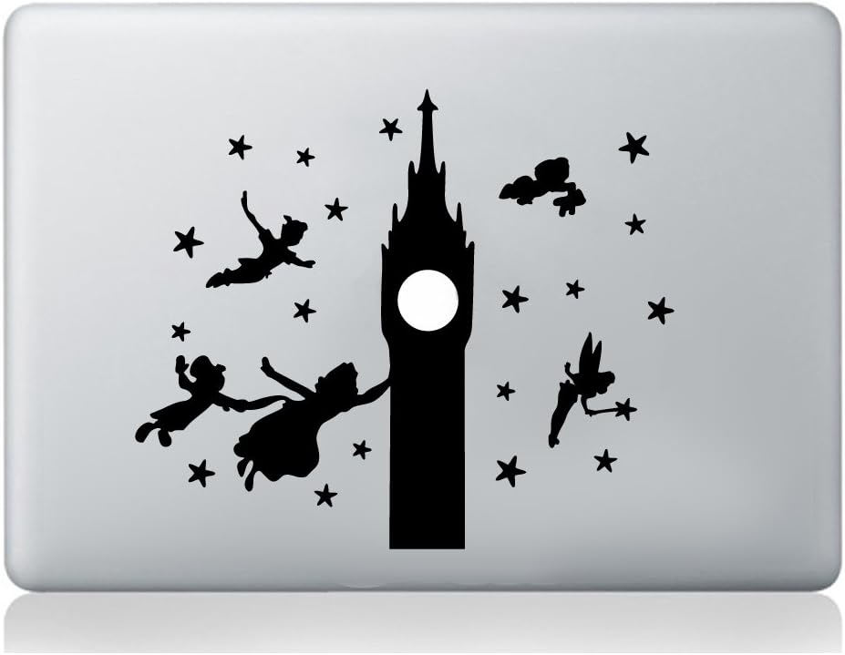 Peter Pan Big Ben Sticker Silhouette Laptop Decal Vinyl Skin Mural Art Laptop Decal Vinyl Skin Sticker Silhouette Mural Art Graphics Pet Compatible with MacBook
