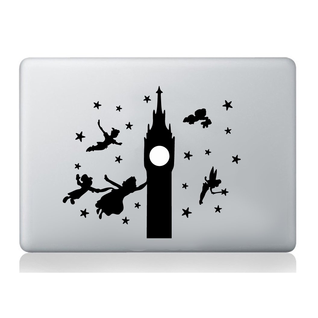 Peter Pan Big Ben Sticker Silhouette Laptop Decal Vinyl Skin Mural Art Laptop Decal Vinyl Skin Sticker Silhouette Mural Art Graphics Pet Compatible with MacBook