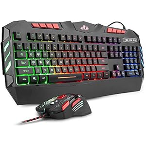 Rii RGB LED Backlight Wired Gaming Keyboard and Mouse Combo,PC gaming keyboard RK900+ for Windows/Android/Mac/XBOX/PC/Laptop/Android TV Box/HTPC