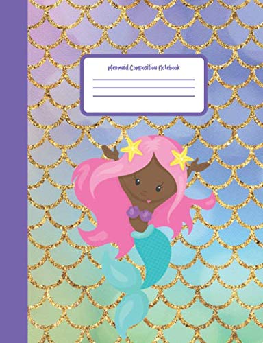 Black Mermaid Composition Notebook: Soft Cover Wide Ruled Notebook Paper