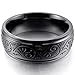INBLUE Men's 7mm Stainless Steel Ring Band Black Engraved Florentine Design