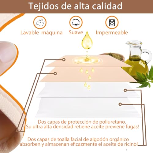 5Pcs Paquete Aceite Ricino Orgánico Reutilizable, Kit de Paquete de Aceite de Ricino, con Correa Elástica Ajustable, para Desintoxicación Hepática, Ayuda al Sueño, Estreñimiento.
