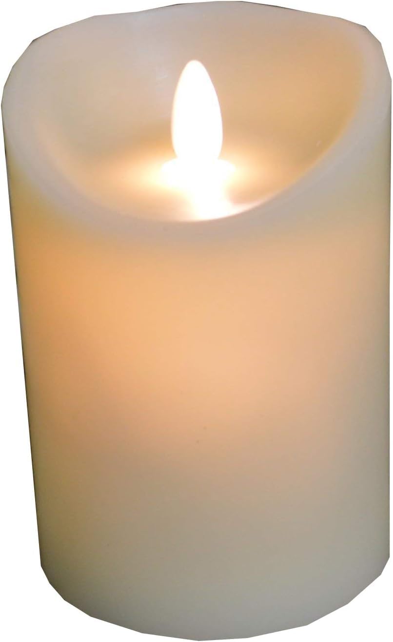 Battery Operated Real Wax Candle with Dancing Flame in Ivory 13cm - Christmas