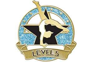 Crown Awards 1" Gymnastics Level 5 Pin, Blue and Gold Gymnastics Lapel Pins