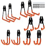 Tonsiki 10 Pieces Garage Storage Utility Double Hooks, Multi-size Heavy Duty Iron Wall Mount Tool Holder for Home Chair Ladder, Organizing Power Tools, Bulk items