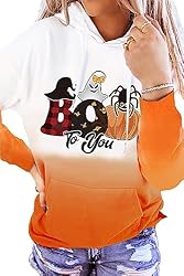 HVEPUO Womens Y2K Halloween Hoodie Funny Boo Ghost