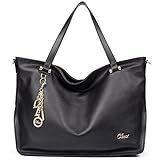 CLUCI Womens Cow Leather Designer Handbags Satchel Purse Tote Cross-body Bags Black