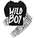 Canis Toddlers Baby Boys Clothes Set Long Sleeve Wild Boy T-Shirt Tops Pants Outfit Winter Spring (100(18-24M),Black+White)