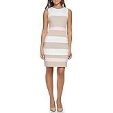 Tommy Hilfiger Womens Sleeveless Striped Scuba Crepe Sheath Mini Dress