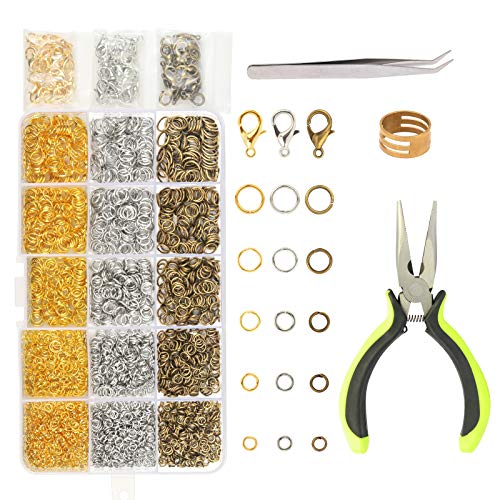 Jump Ring Kit,LANMOK 2313pcs Open Jump Necklace Rings with Lobster Clasp for Jewelry Making Beginner Hand Craft DIY Necklace Finding and Repair