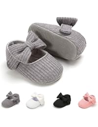 Tuoting Infant Baby Girl Shoes, Bowknot Baby Mary Jane Flats Princess Dress Shoes Soft Baby Crib Shoes (0-6 Months, 1933 Grey)