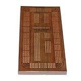 WE Games Classic Cribbage Set - Solid Oak Medium Stained Wood Continuous 4 Track Board with Pegs