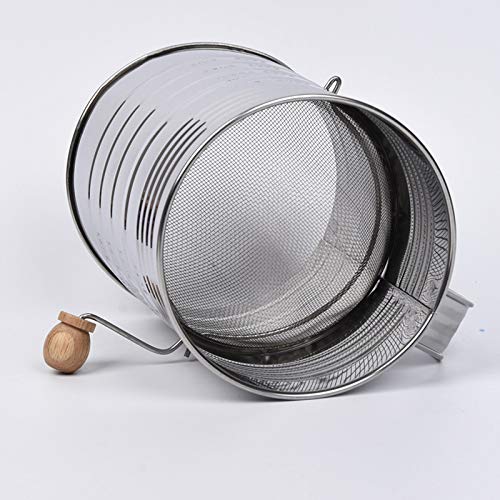 Tenrry Stainless Steel Flour Sifter Hand Crank Double-Layer Hand-Pressed Flour Sieve Baking Tool - Thumbnail 4
