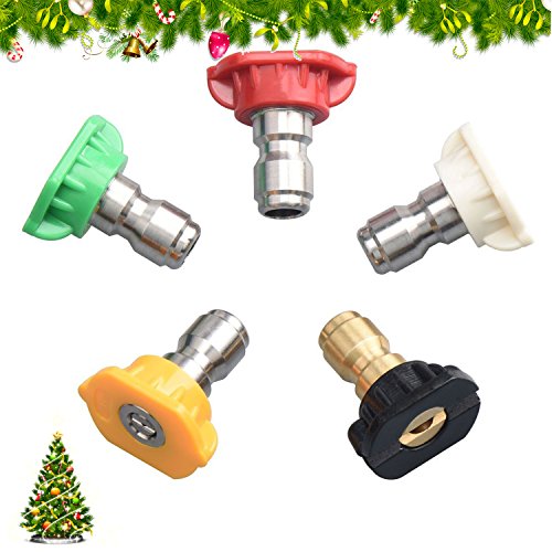 Pressure Washer Spray,Newcomdigi DUS-025 Pressure Washer Spray Nozzle Tips Multiple Degrees 1/4 Quick Connection Design 2.5 GPM (5 Pack)