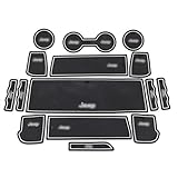 ROCCS 15PCS Interior White Mats, Anti-dust Non-Slip Mat Door Mat Cup Pad Floor Holder Mats with Logo for 2011 2012 2012 2014 2015 Jeep Compass 2017 Patriot (White-Logo)