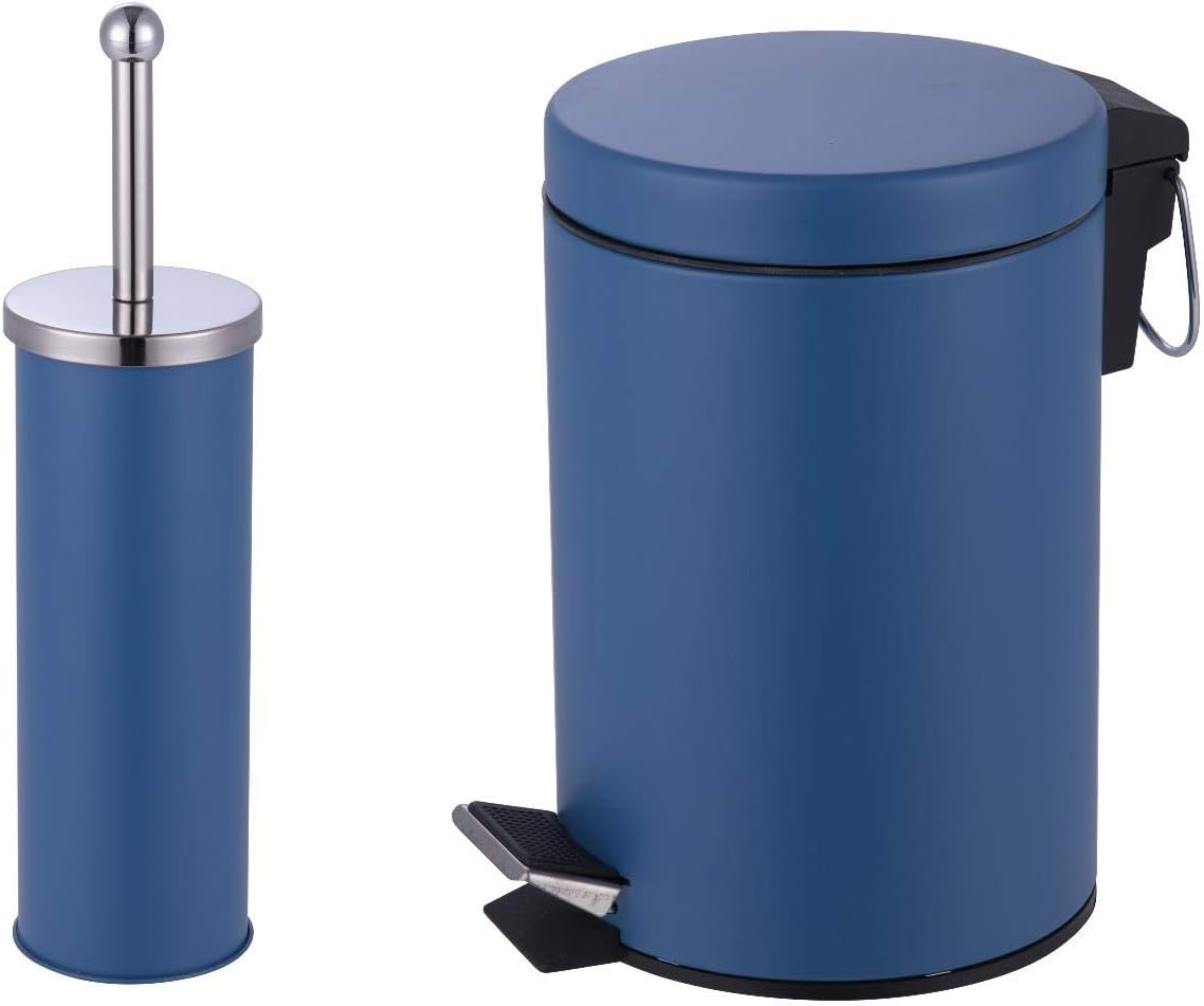 iTrend Bathroom Set Blue Bin+Brush Amazon.co.uk Kitchen & Home
