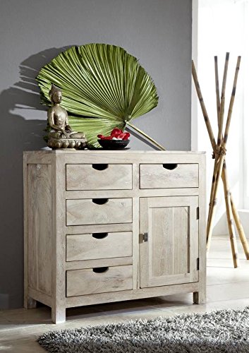 MASSIVMOEBEL24.DE Massivmöbel Akazie Kommode Holz Möbel massiv Nature White #88 getüncht