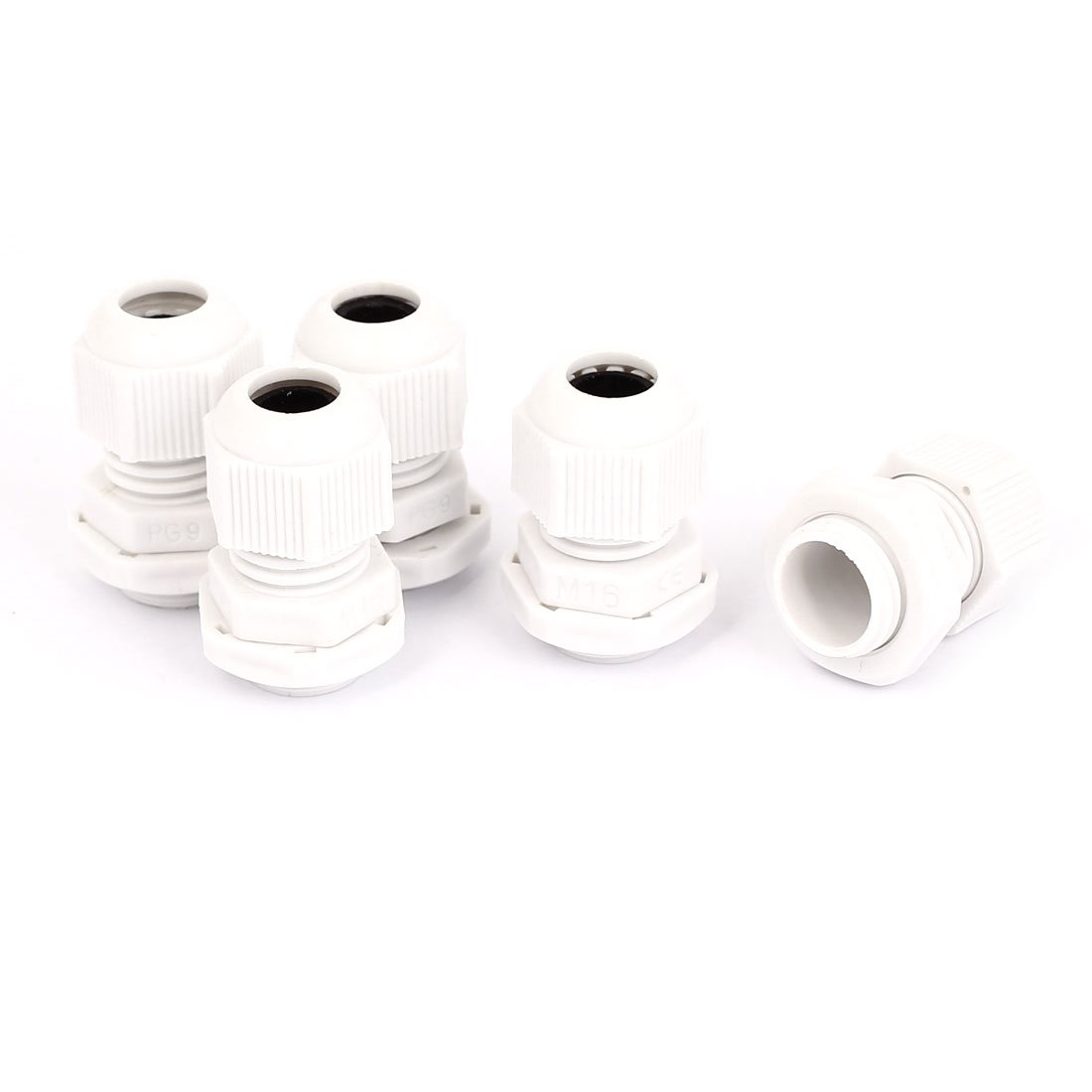 Sourcingmap PG9 3.5-8mm Range Cord Cable Glands Connector M16 Dia 5 Pcs White