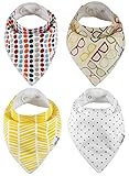 Baby Bandana Bibs by ZELDA MATILDA Extra Long Absorbent Adjustable Bib Made of Organic Cotton and Fleece, for Teething Drool and Feeding - A Must Buy To Keep Baby's Clothes and Neck Dry (4 Pack)