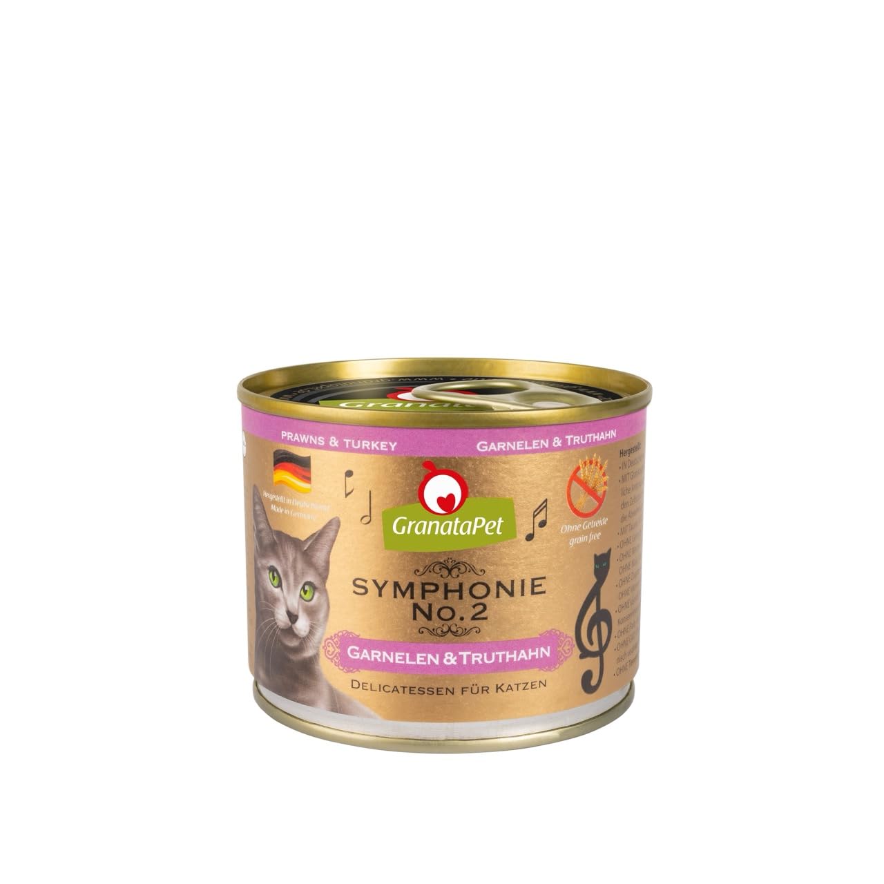 Symphonie GranataPet No. 2 Shrimp & Turkey, Cat Food without Grains & Added Sugar, Fillet in Natural Jelly, Delicate Wet Food for Cats, 6 x 200 g
