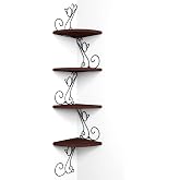 Alsonerbay 4-Tier Cat Shaped Corner Floating Shelf Wall Mount, Walnut | Curved solid wood, 35.2 lbs total capacity, reinforced metal bracket, rustic decor, for bedroom, living room &amp; kitchen