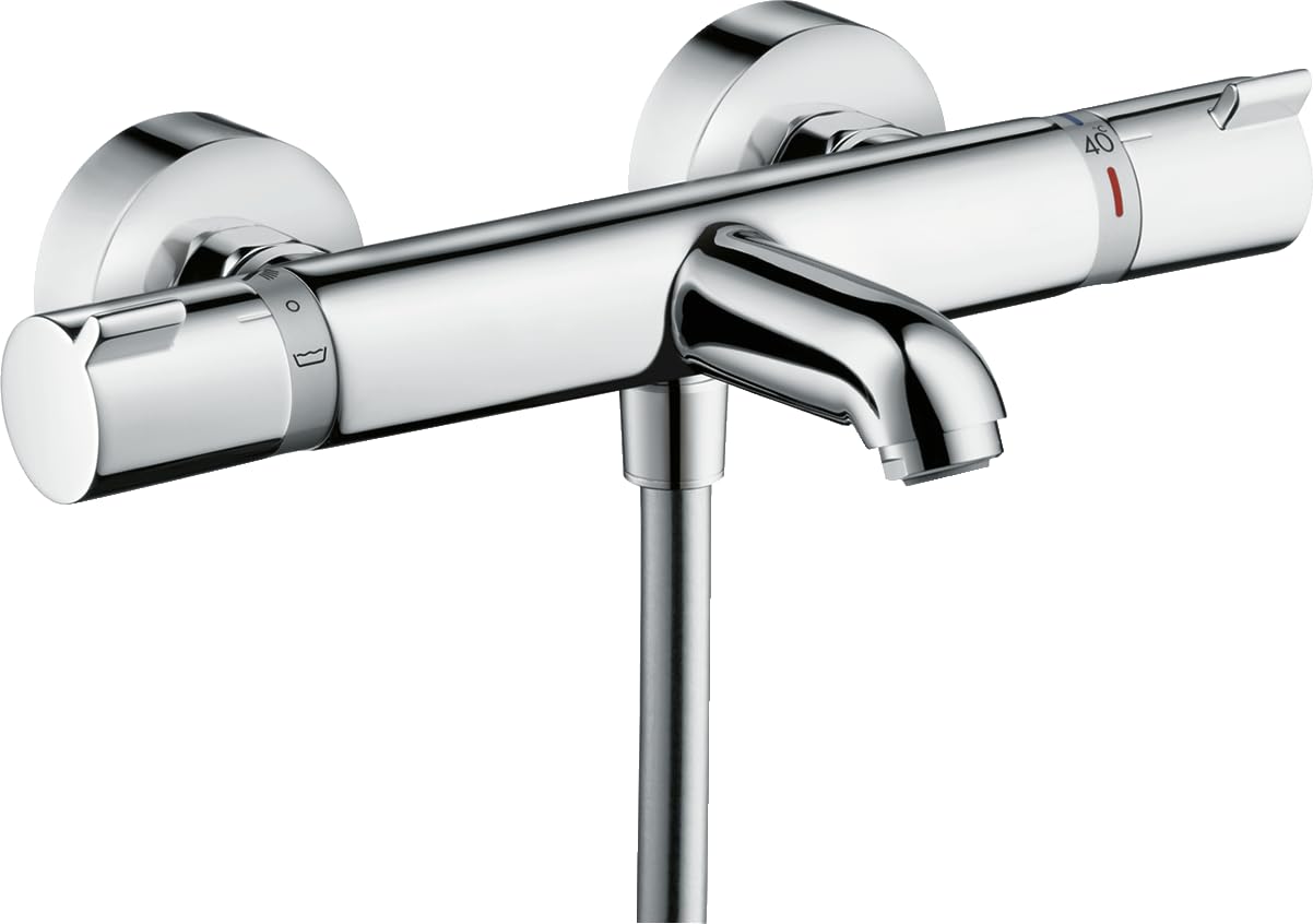 hansgrohe thermostatic bath mixer for exposed installation Ecostat Comfort, bath thermostat for 2 functions, chrome, 13114000
